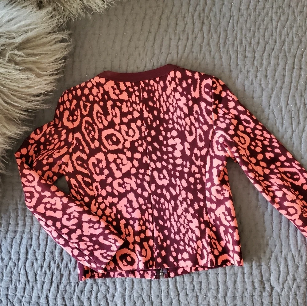 Gap Colorful Leopard Print Cropped Zip Jacket Size 0 - Picture 6 of 6